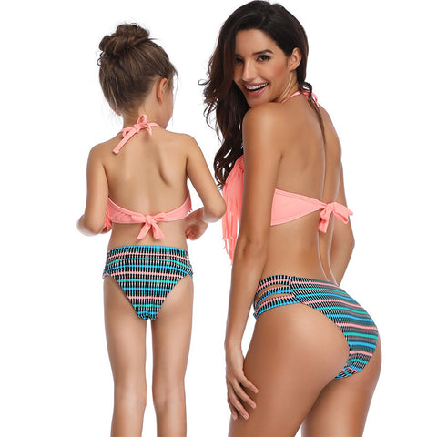 Image of Halter Tassel Layered Bikini Set - Itopfox