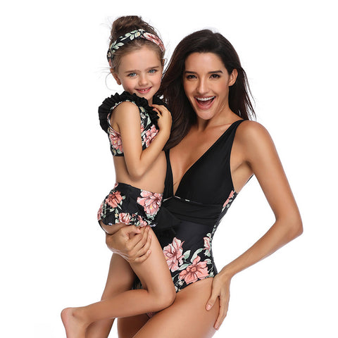 Image of Lace Falbala Floral Two Piece - Itopfox