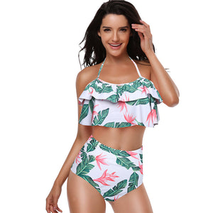 Ruffled Halter Two Pieces Swimwear - Itopfox