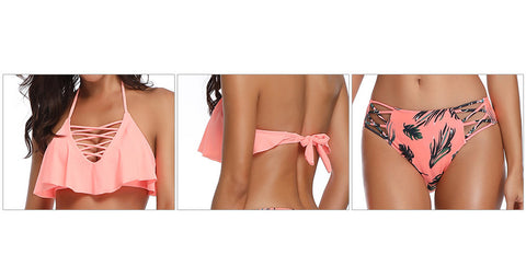 Image of Layered Halter Two Pieces Swimwear - Itopfox