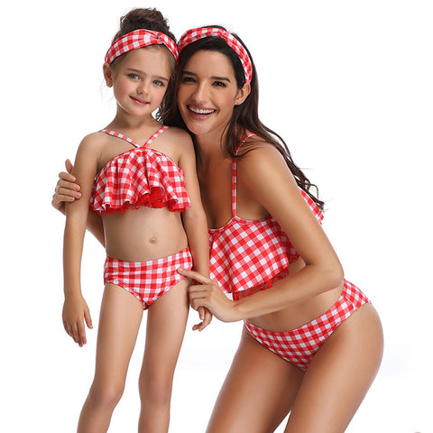 Image of Grid Layered Halter Swimwear - Itopfox