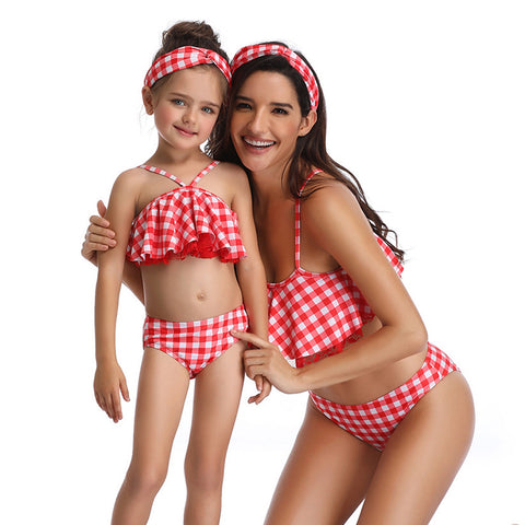 Image of Grid Two Pieces Tankini Swimwear - Itopfox