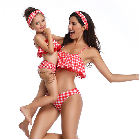Image of Grid Layered Halter Swimwear - Itopfox