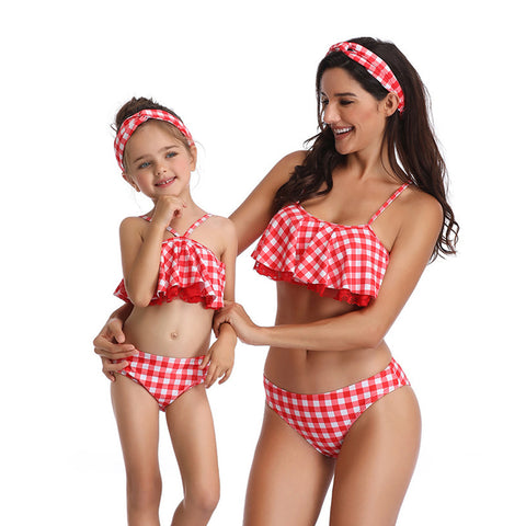 Image of Grid Two Pieces Tankini Swimwear - Itopfox