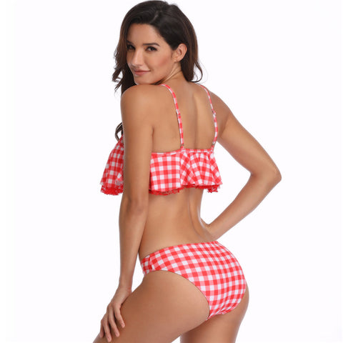 Image of Grid Two Pieces Tankini Swimwear - Itopfox