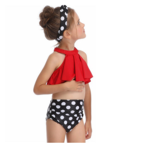 Image of Red Halter Two Piece Swimwear - Itopfox