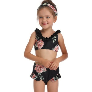 Lace Falbala Floral Two Piece - Itopfox