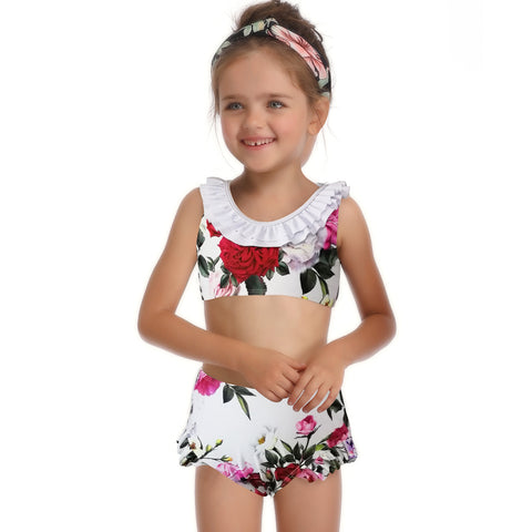 Image of Lace Falbala Floral Two Piece - Itopfox