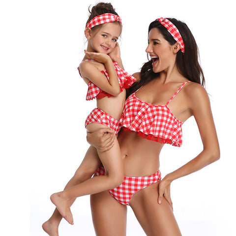Image of Grid Layered Halter Swimwear - Itopfox