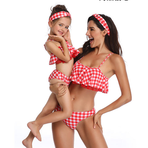 Image of Grid Two Pieces Tankini Swimwear - Itopfox