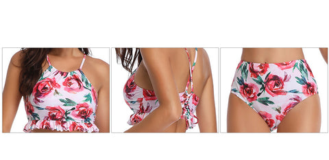 Image of Halter Floral Boho Tankini Set - Itopfox