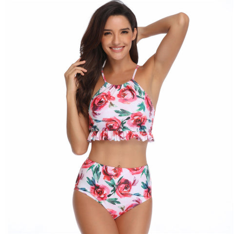 Image of Halter Floral Boho Tankini Set - Itopfox