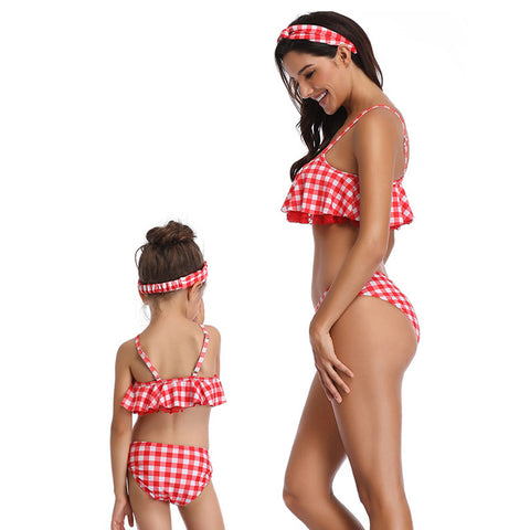 Image of Grid Layered Halter Swimwear - Itopfox