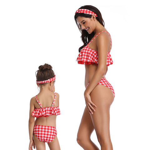 Image of Grid Two Pieces Tankini Swimwear - Itopfox