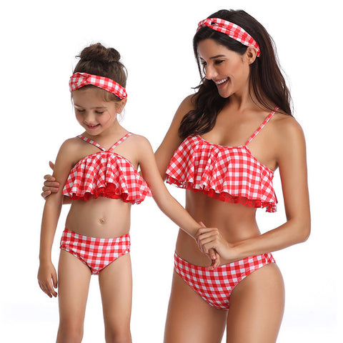 Image of Grid Layered Halter Swimwear - Itopfox