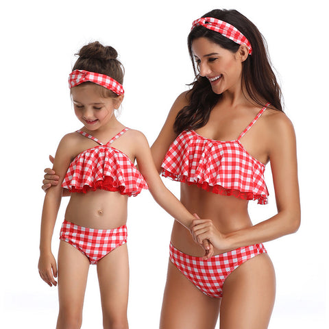 Image of Grid Two Pieces Tankini Swimwear - Itopfox