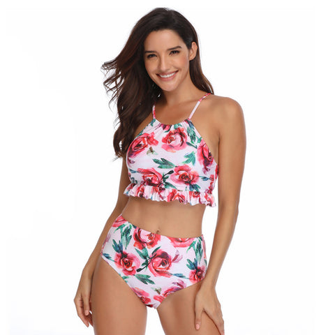 Image of Halter Floral Boho Tankini Set - Itopfox