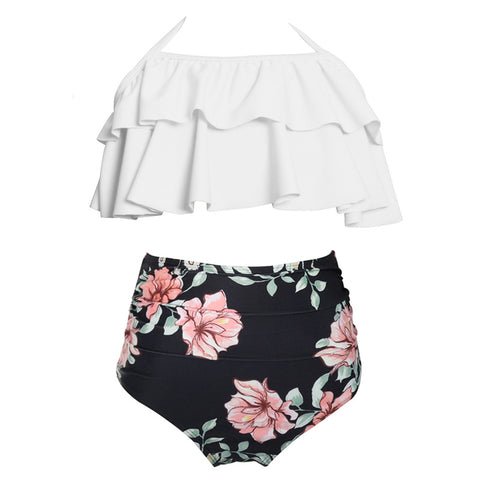 Image of Ruffled High Waisted Bikini Set - Itopfox