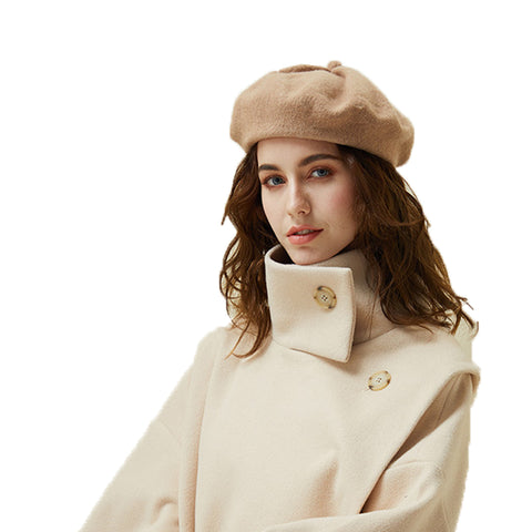 Image of Solid Color Wool Beret Hat - Itopfox