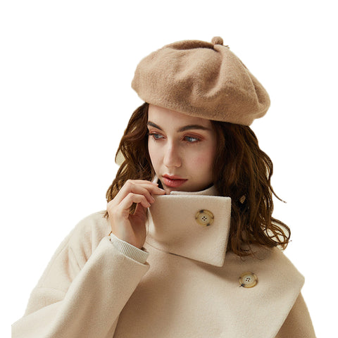 Image of Solid Color Wool Beret Hat - Itopfox