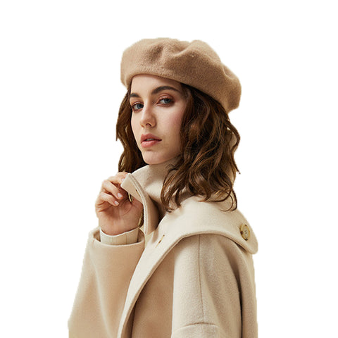 Image of Solid Color Wool Beret Hat - Itopfox