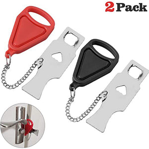 2 PCS Portable Door Lock, Travel Lockdown Lock Door Stopper, Anti-Theft Door Security Device for Hotel, College, Home, Travel, School, Apartment