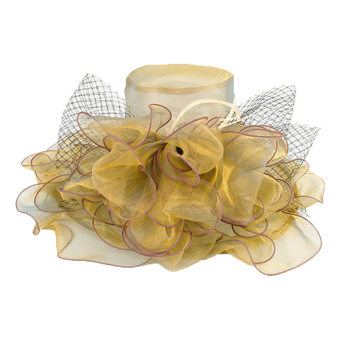 Image of Wide Brim Organza Floppy Derby Hat - Itopfox