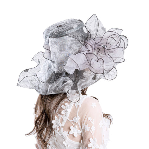 Image of Gauze Embroidery Kentucky Derby Hat - Itopfox