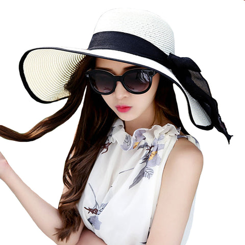 Image of Big Brim Bowknot Floppy Sunhat - Itopfox