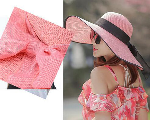 Image of Big Brim Bowknot Floppy Sunhat - Itopfox