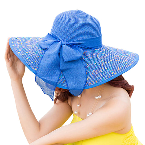 Image of Bowknot Floppy Straw Sun Hat - Itopfox