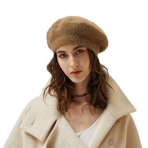 Image of Faux Mink Beret Hat - Itopfox