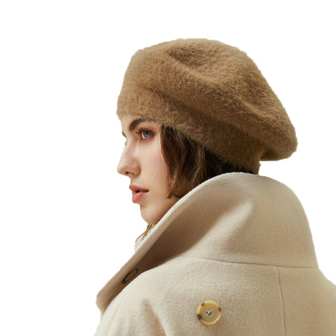 Image of Faux Mink Beret Hat - Itopfox