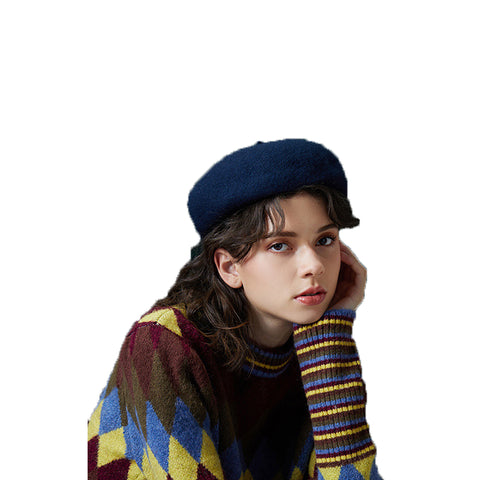 Image of Hand Knit Wool Beret Hat - Itopfox