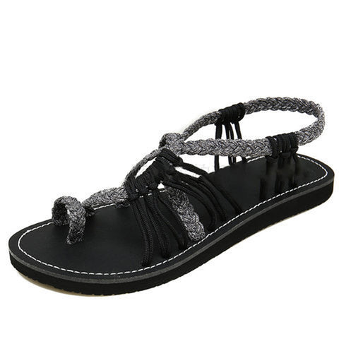 Image of Rope Braided Flat Sandals - Itopfox