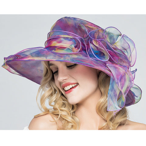 Image of Foldable Organza Church Kentucky Derby Hat - Itopfox