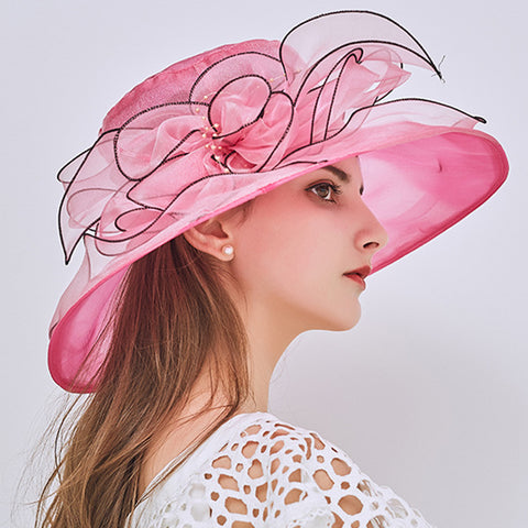 Image of Wide Brim Tea Party Kentucky Derby Hats - Itopfox