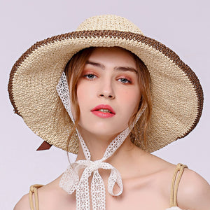 Big Brim Foldable Straw Sun Hat - Itopfox