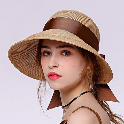 Image of Bowknot Beach Cloche Sun Hat - Itopfox