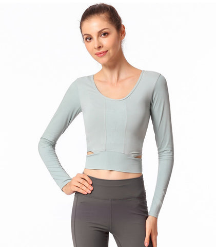 Image of Backless Long Sleeve Yoga Top - Itopfox