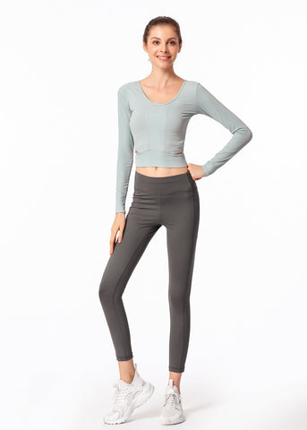 Image of Backless Long Sleeve Yoga Top - Itopfox