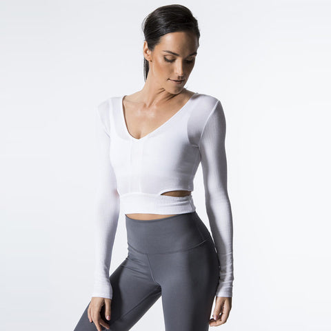 Image of Backless Long Sleeve Yoga Top - Itopfox