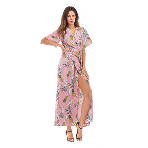 V-Neck Casual Chiffon Dresses - Itopfox