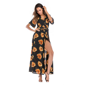 V-Neck Beachwear Maxi Dress - Itopfox