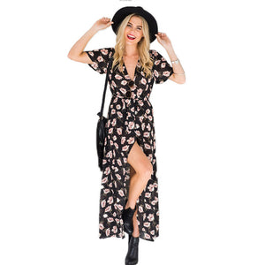 Floral Chiffon Long Dress - Itopfox