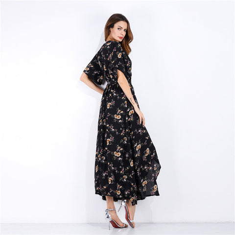 Image of Floral Beachwear Chiffon Dress - Itopfox