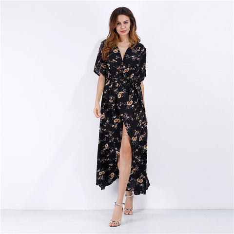 Image of Floral Beachwear Chiffon Dress - Itopfox