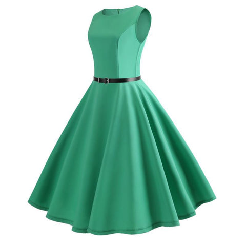 Image of Pure Color Tea Party Hepburn Dress - Itopfox