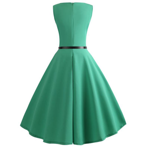 Image of Pure Color Tea Party Hepburn Dress - Itopfox