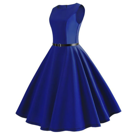 Image of Pure Color Tea Party Hepburn Dress - Itopfox